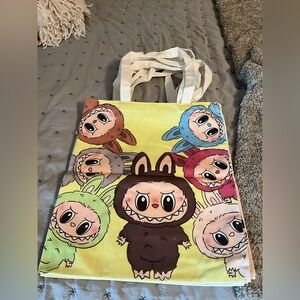 Labubu monster Cute Character reusable 16x14  Tote Bag